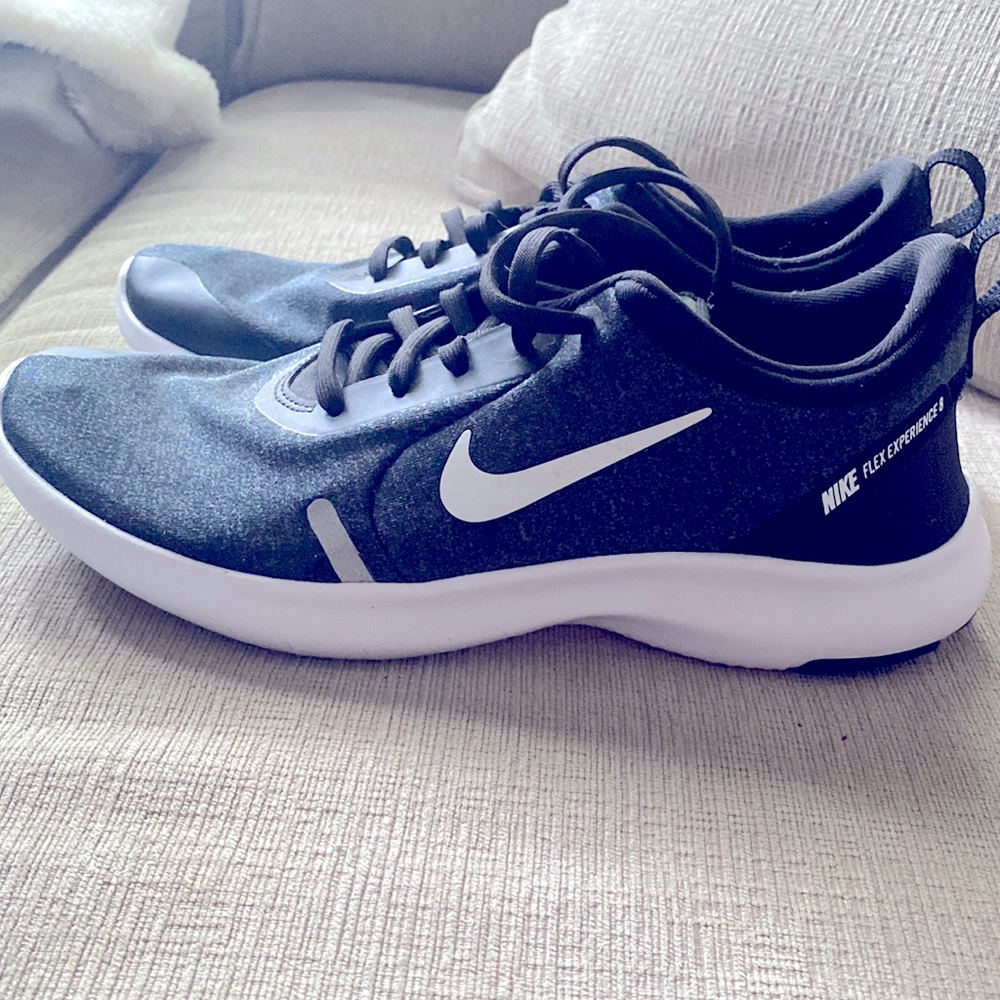 Nike Running Shoes, Size 8, Black, White, & Grey